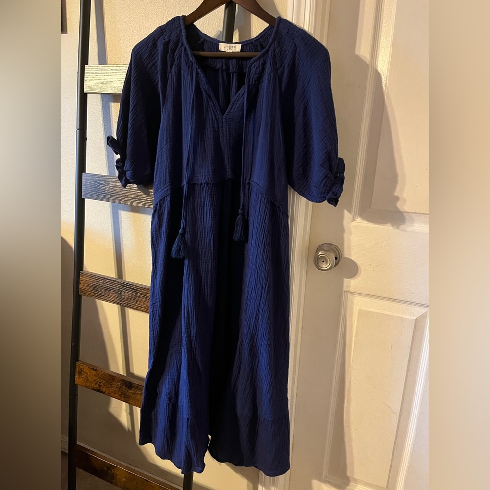 Umgee Small Navy Blue Cotton Dress